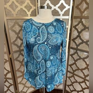 NWT| Lily Long sleeve Top | Blouse | Blue Paisley | 1XL